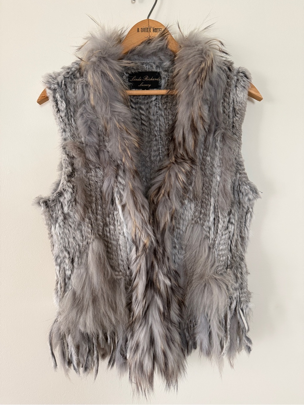Linda Richards Luxury Gray Rabbit Fur Vest Small